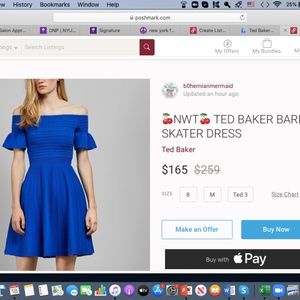 TED BAKER BARDOT SKATER DRESS, SIZE 3